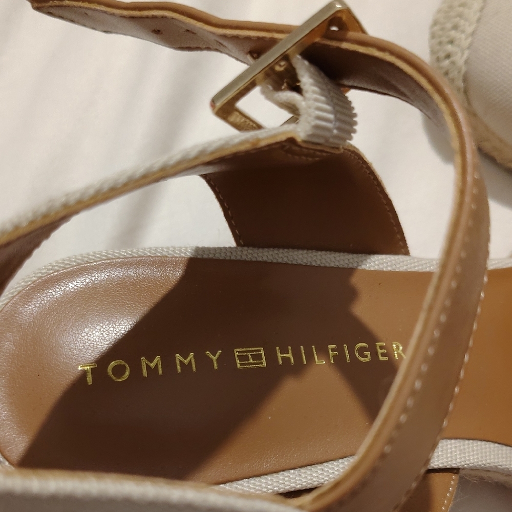 Tommy Hilfiger Cream and Brown Espadrille Sandals - Picture 2 of 3